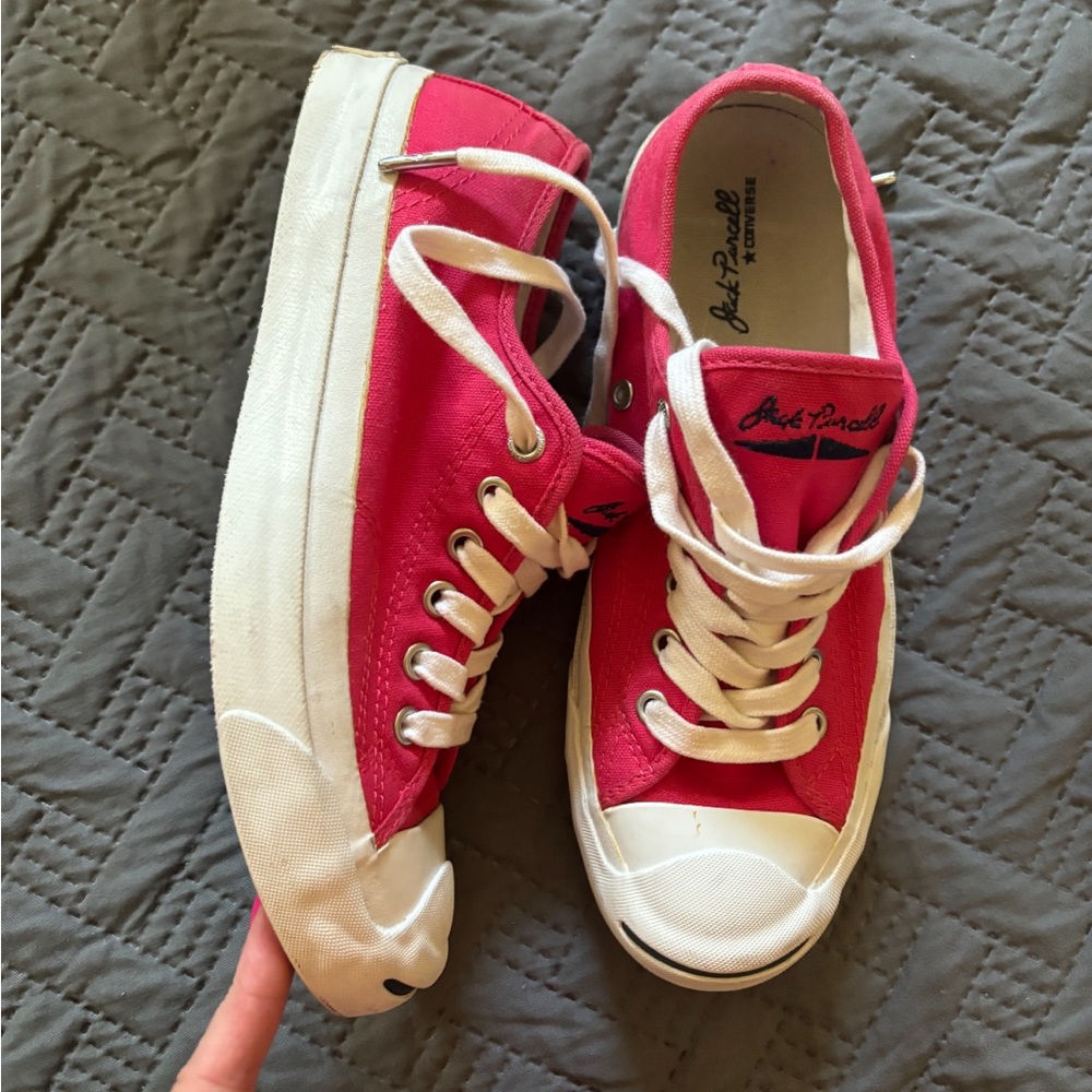 Converse Jack Purcell unisex red canvas low top vintage sneakers w7 m5.5